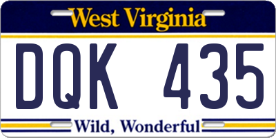 WV license plate DQK435