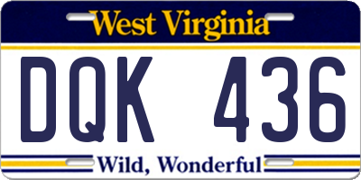 WV license plate DQK436