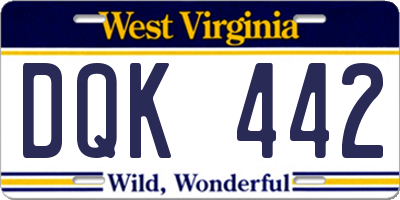 WV license plate DQK442