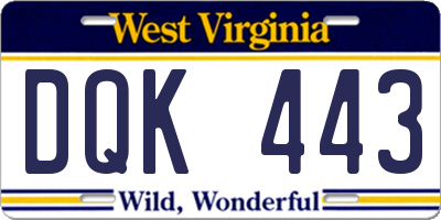 WV license plate DQK443