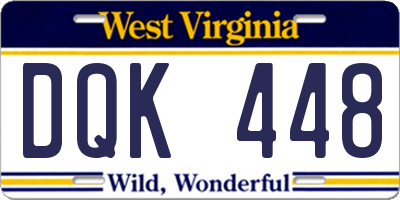 WV license plate DQK448