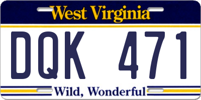 WV license plate DQK471