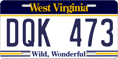WV license plate DQK473