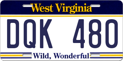 WV license plate DQK480