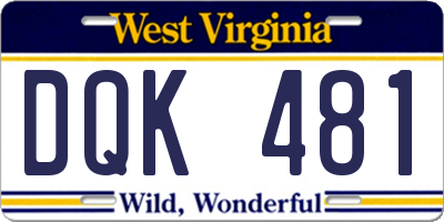 WV license plate DQK481