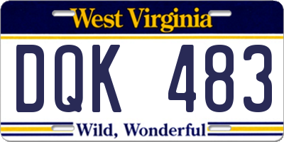 WV license plate DQK483