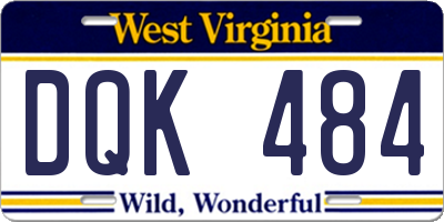 WV license plate DQK484