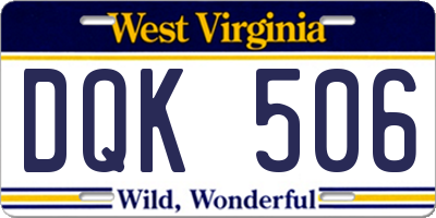 WV license plate DQK506