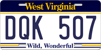 WV license plate DQK507