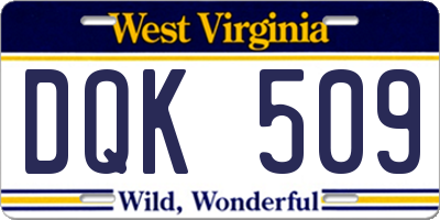 WV license plate DQK509