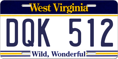 WV license plate DQK512