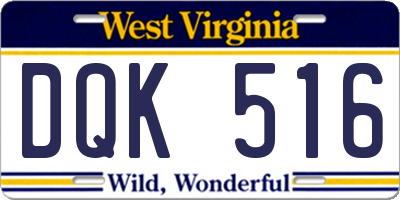 WV license plate DQK516