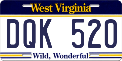 WV license plate DQK520