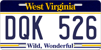WV license plate DQK526