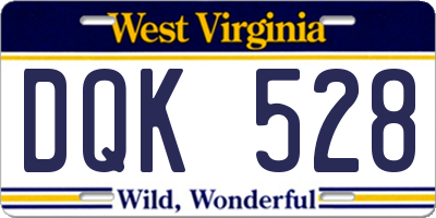 WV license plate DQK528