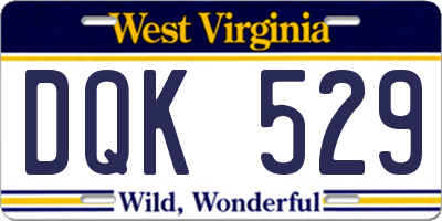 WV license plate DQK529