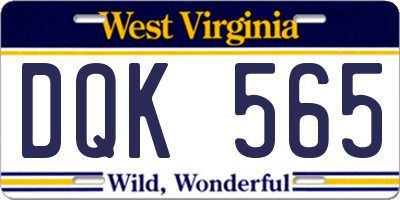 WV license plate DQK565