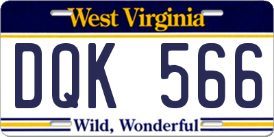 WV license plate DQK566