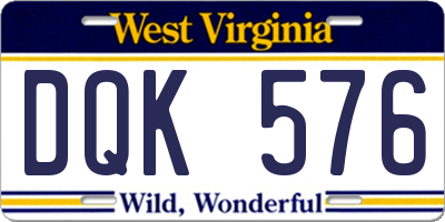 WV license plate DQK576