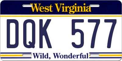 WV license plate DQK577
