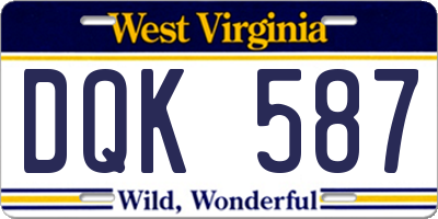 WV license plate DQK587