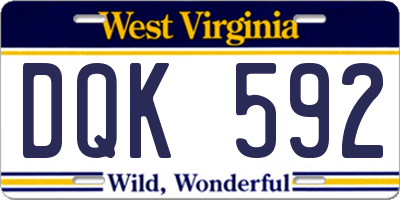 WV license plate DQK592