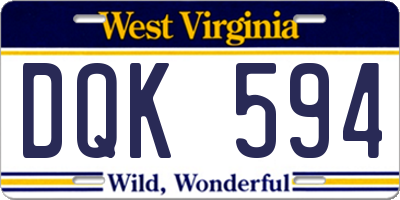 WV license plate DQK594
