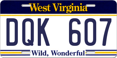 WV license plate DQK607