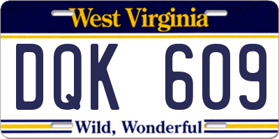WV license plate DQK609