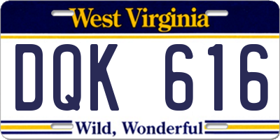 WV license plate DQK616