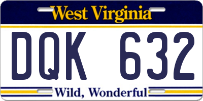 WV license plate DQK632