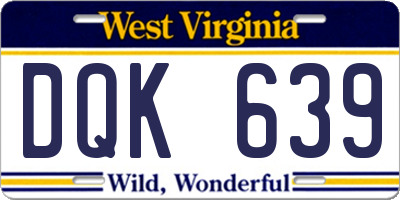 WV license plate DQK639