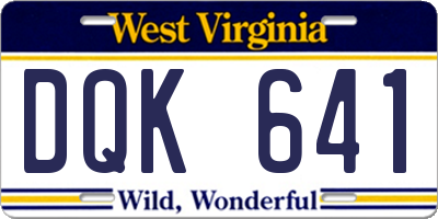 WV license plate DQK641