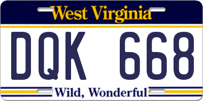 WV license plate DQK668
