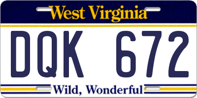 WV license plate DQK672