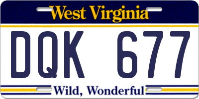 WV license plate DQK677