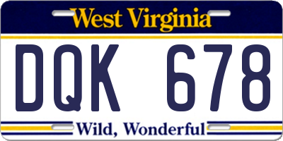 WV license plate DQK678