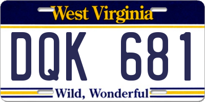 WV license plate DQK681
