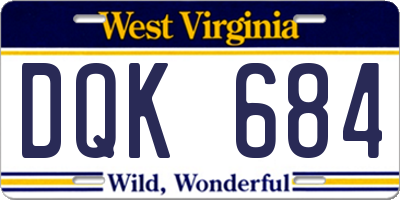WV license plate DQK684