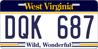 WV license plate DQK687