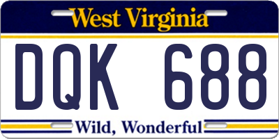 WV license plate DQK688