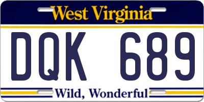 WV license plate DQK689