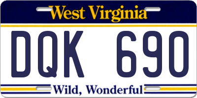 WV license plate DQK690