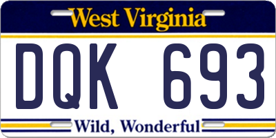 WV license plate DQK693