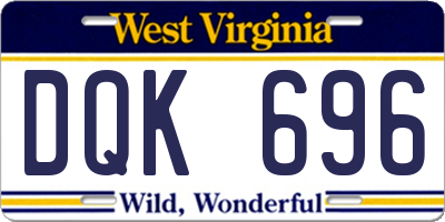 WV license plate DQK696