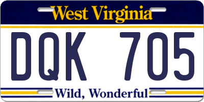 WV license plate DQK705