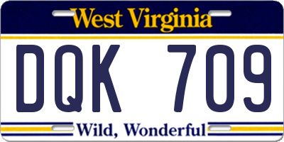 WV license plate DQK709