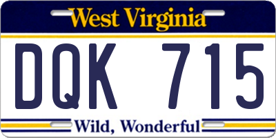 WV license plate DQK715