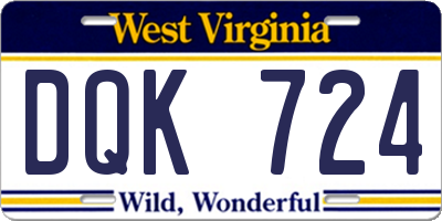 WV license plate DQK724