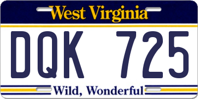 WV license plate DQK725